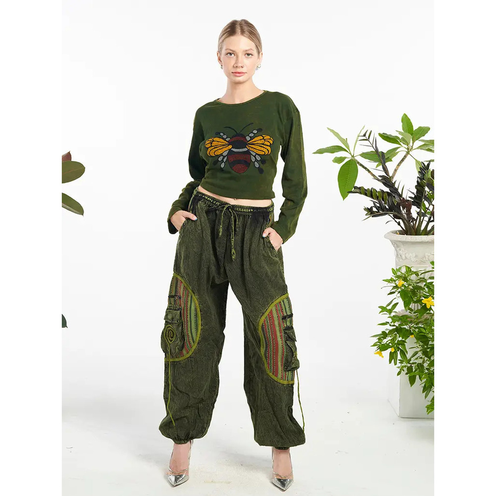 KT-1548 GREEN Kathmandu Cotton Cargo Pants Solid